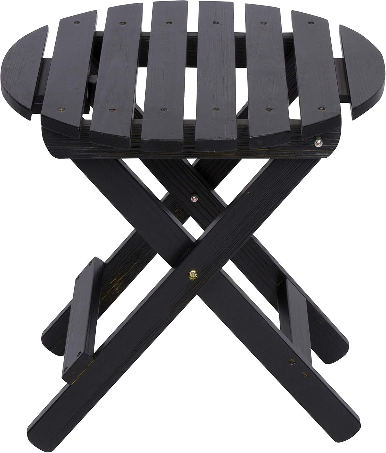 Shine Company Mesa auxiliar redonda plegable de madera maciz - Imagen 4