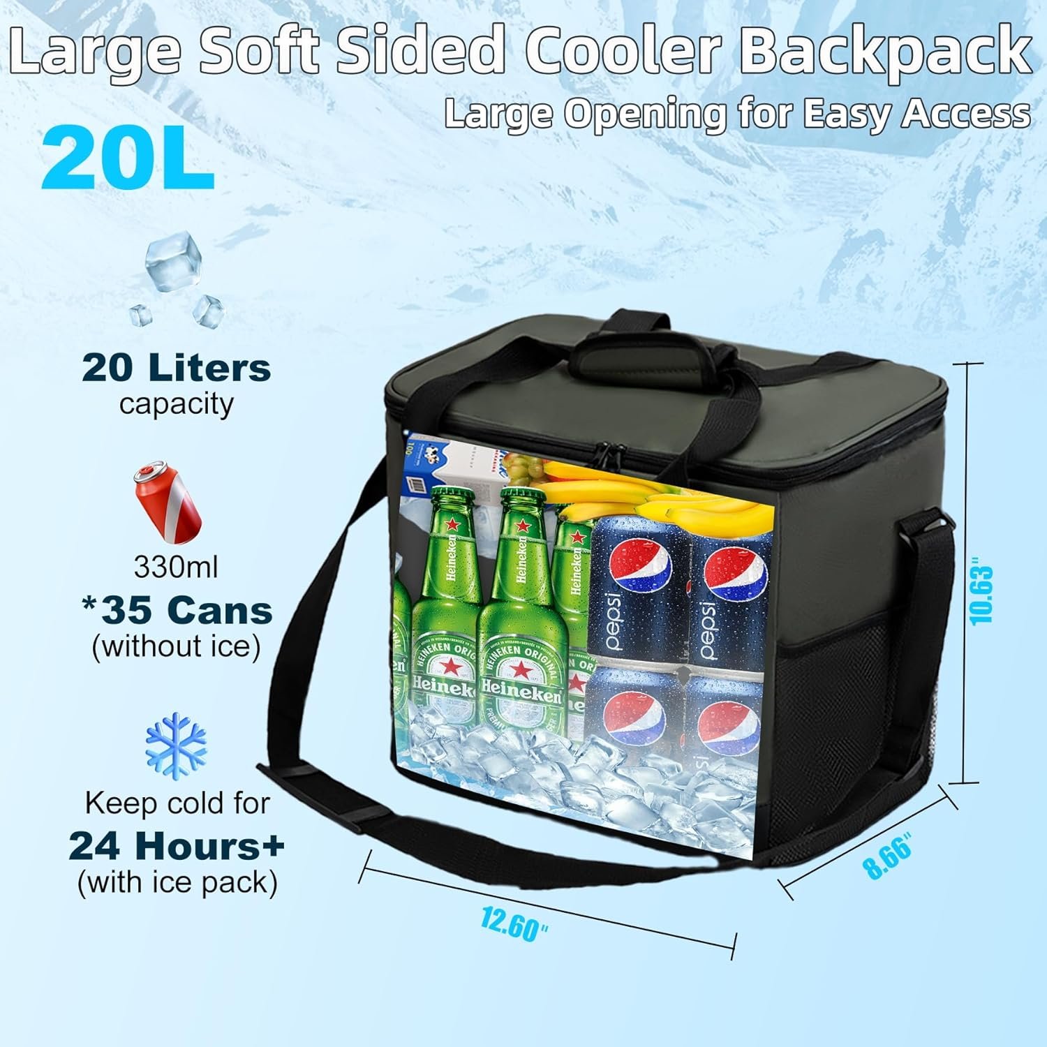 Mochila enfriadora aislada a prueba de fugas para mujeres y - Imagen 3