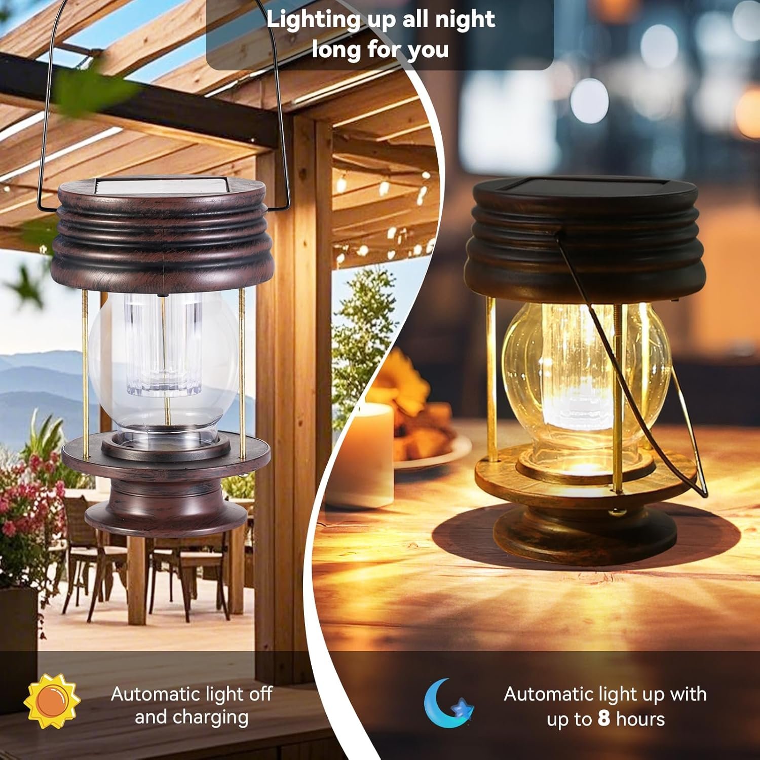 Farol solar – Luces solares colgantes para exteriores, paque - Imagen 2