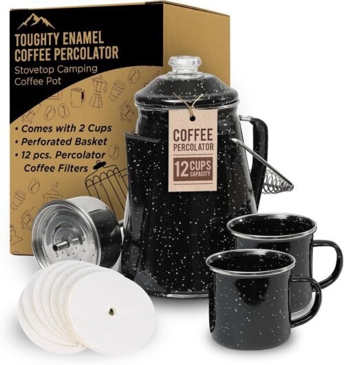 Toughty Percolador de café esmaltado, cafetera para estufa p