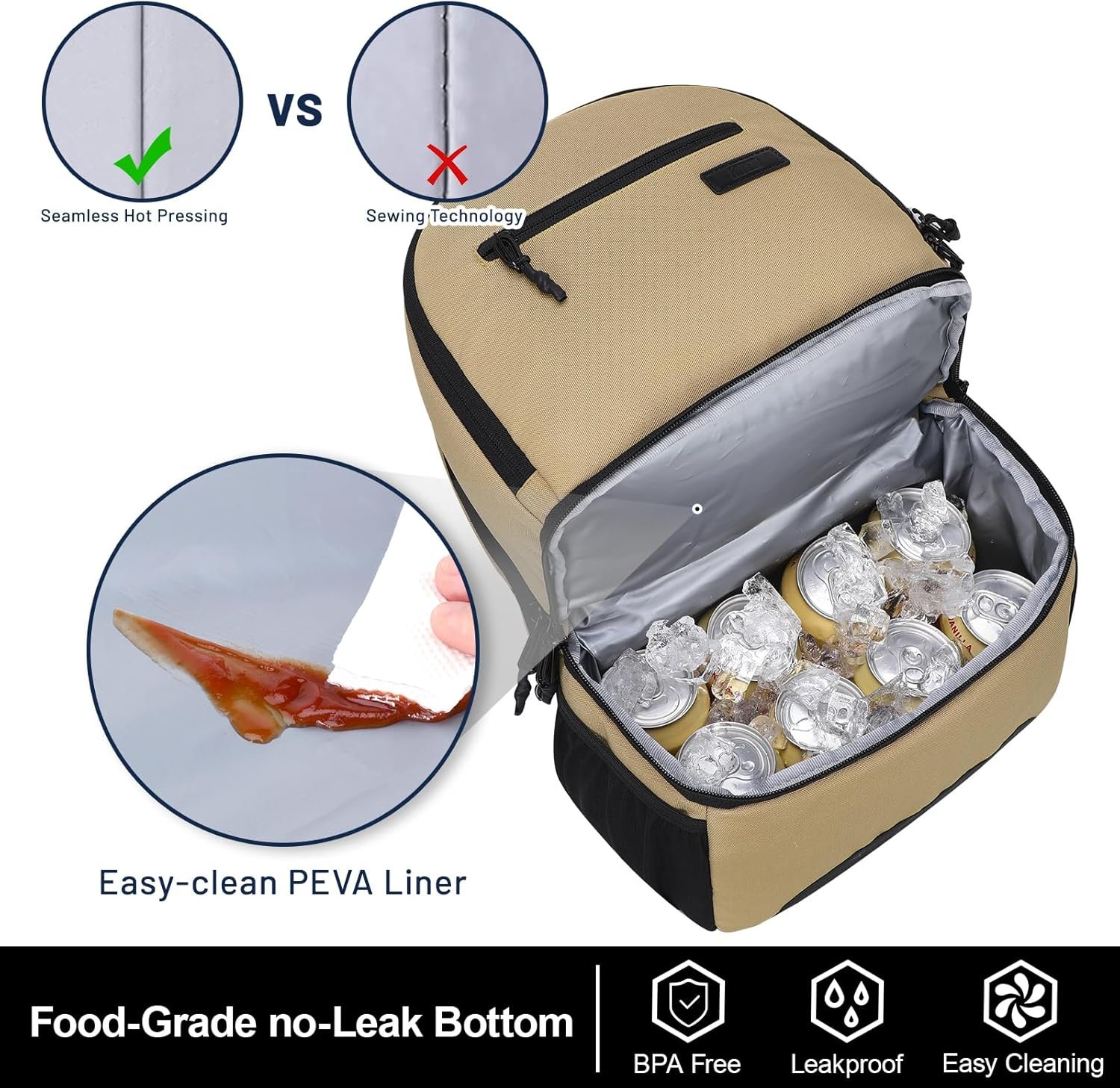 MIER Mochila térmica 2 en 1 aislada para hombres y mujeres, - Imagen 3