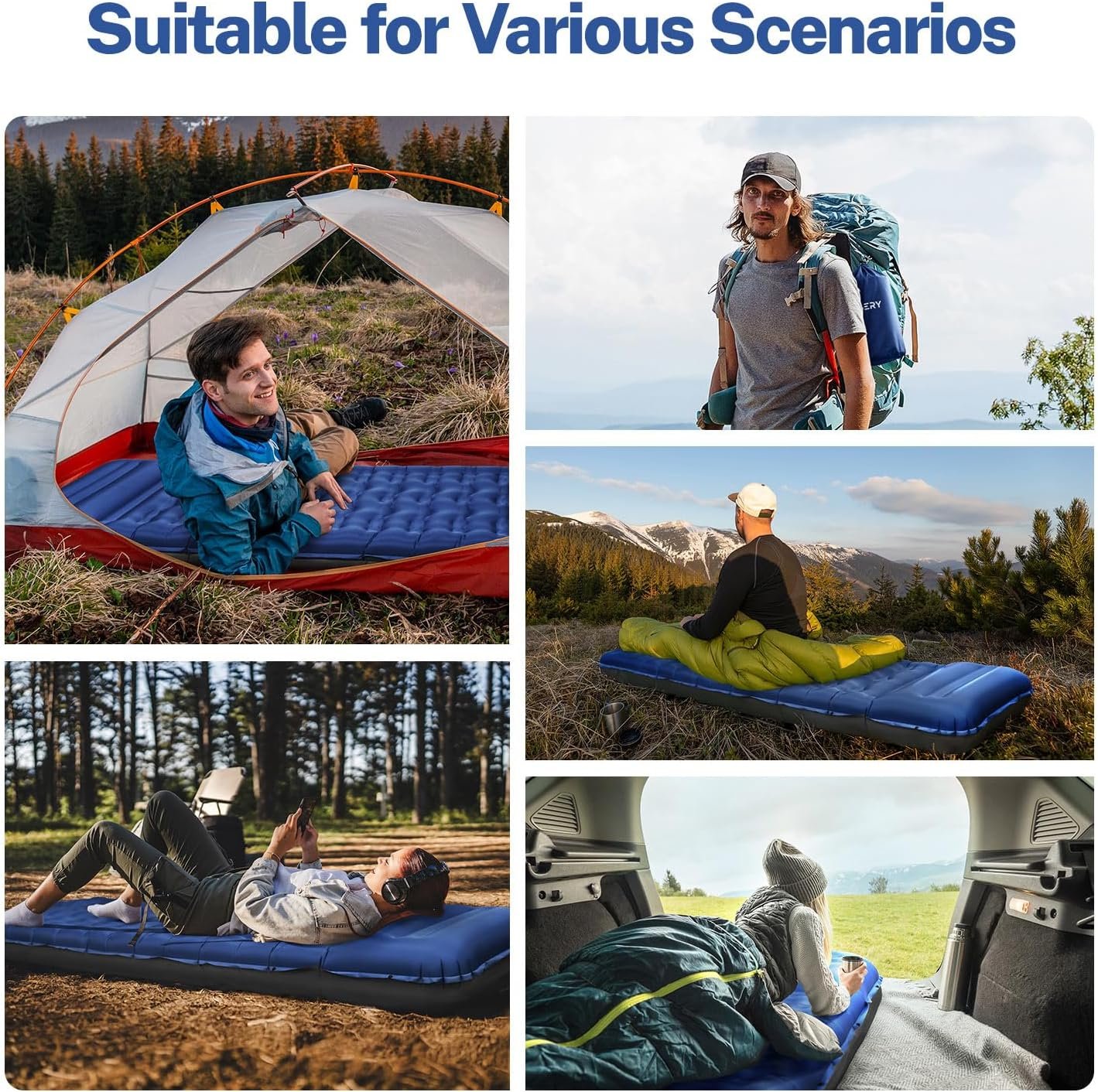 OGERY Colchoneta de dormir para campamento, almohadilla de d - Imagen 7