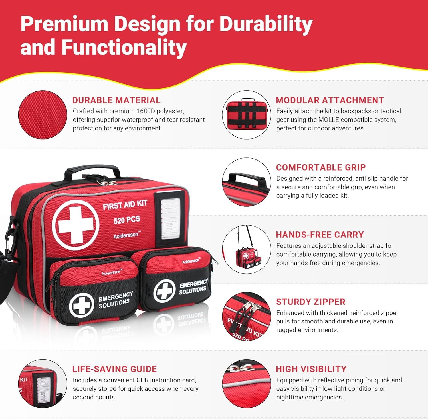 Kit de primeros auxilios grande de 520 piezas, kit de superv - Imagen 4