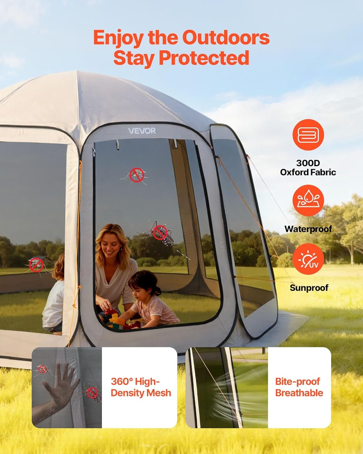 VEVOR Tienda de campaña con pantalla emergente, 12 x 11 pies - Imagen 6
