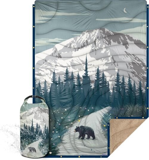 KawaGebo Kamp Manta de campamento al aire libre con forro sh