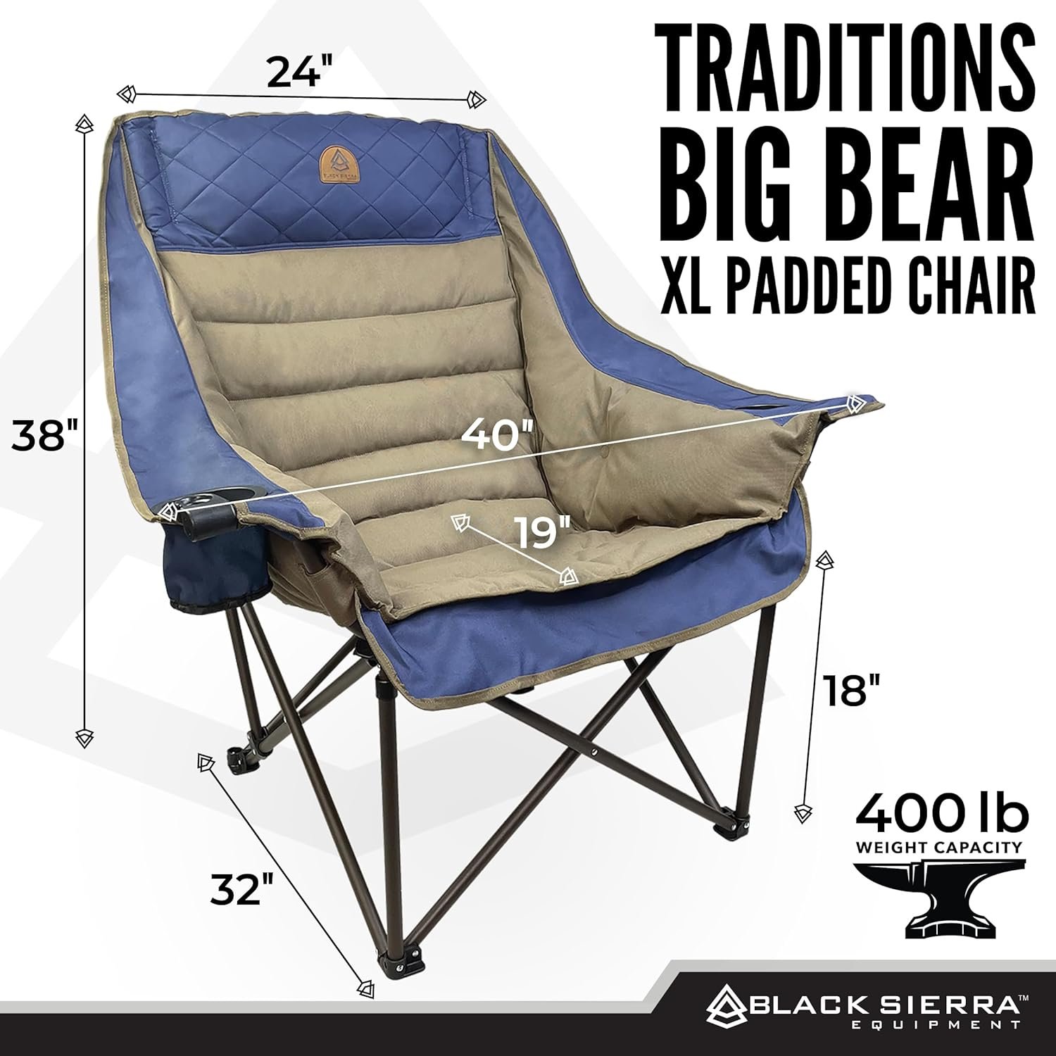 Black Sierra Silla de camping acolchada de lujo para deporte - Imagen 2