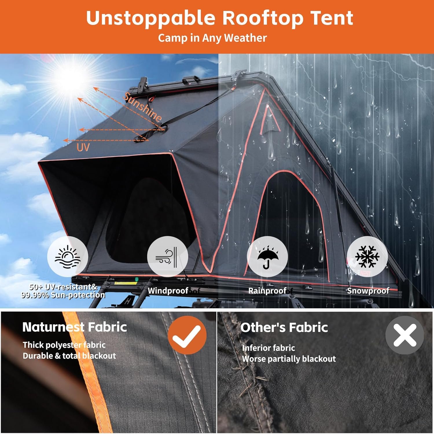 Naturnest - Tienda de campaña en la azotea de carcasa dura, - Imagen 2