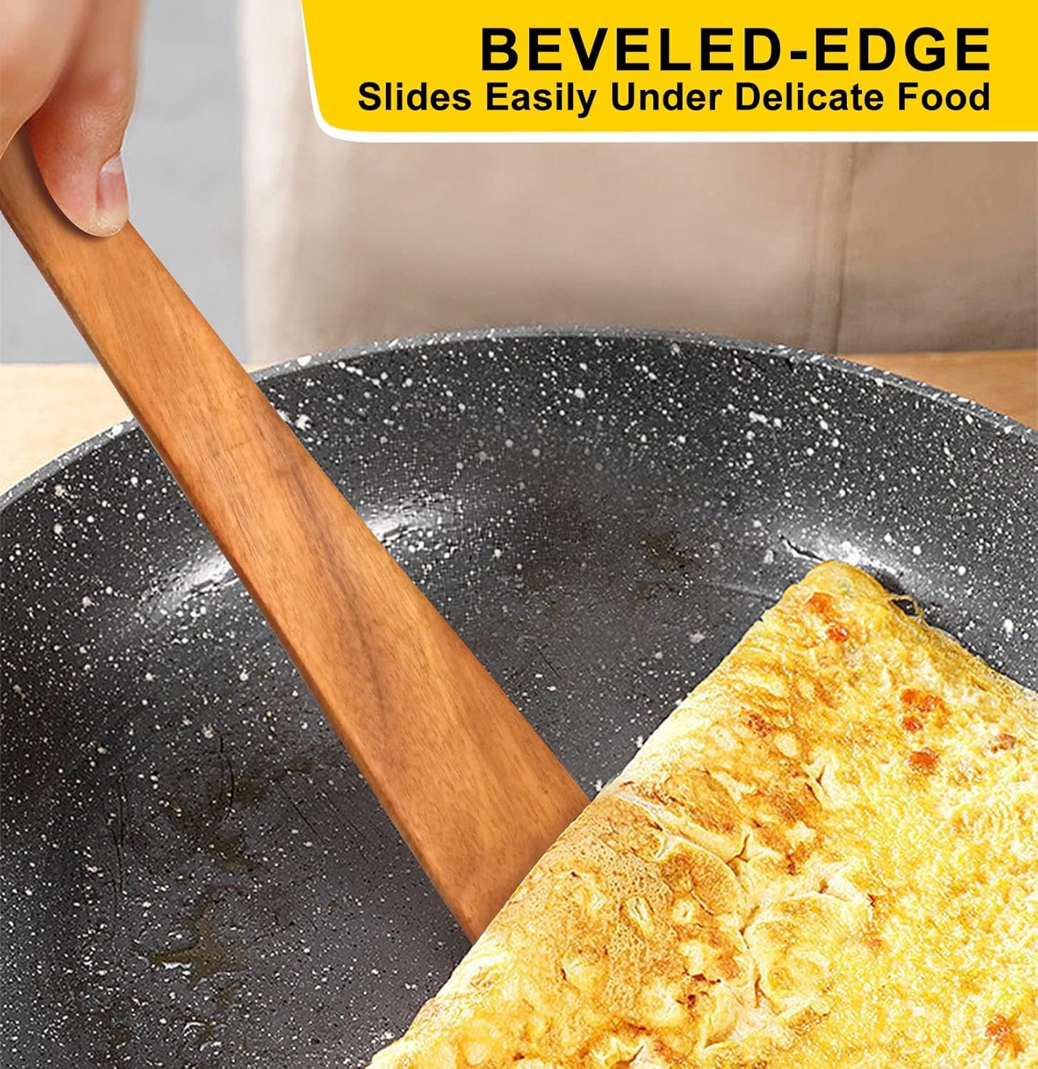 Espátula de madera de teca de 12 pulgadas para cocinar, uten - Imagen 7