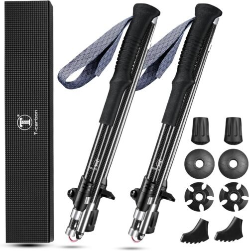 T-carbon Bastones de senderismo plegables de fibra de carbon