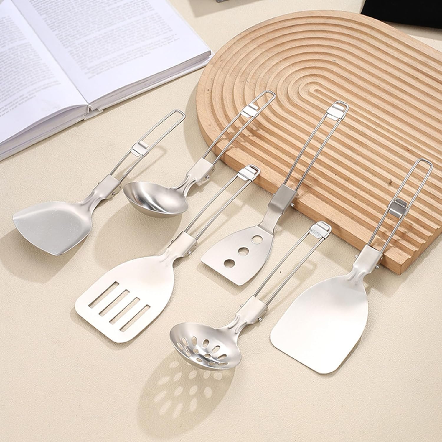 Camping Cooking Utensil Set Foldable 304 Stainless Steel Spa - Imagen 7