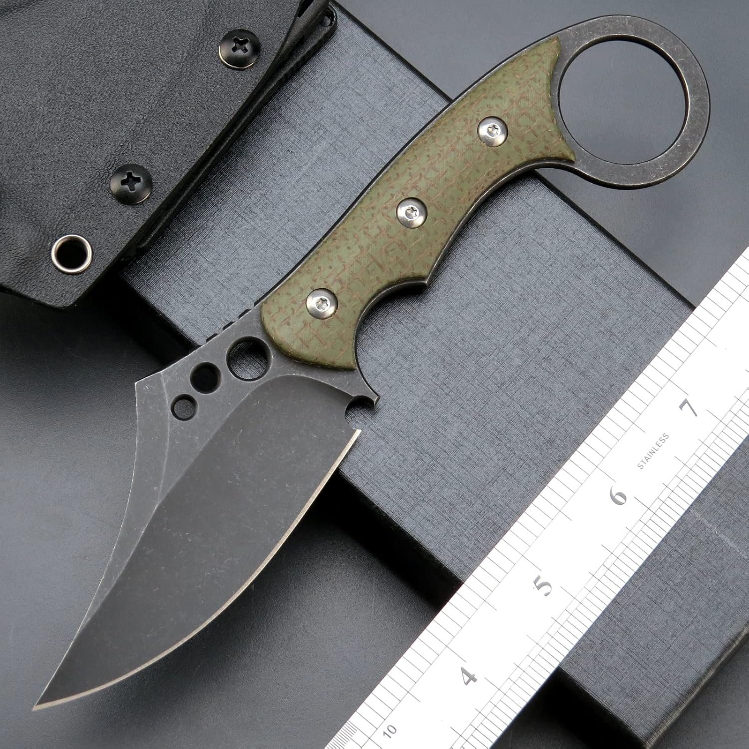 C1116 Cuchillo de hoja fija, hoja de acero D2+mango Micarta - Imagen 2