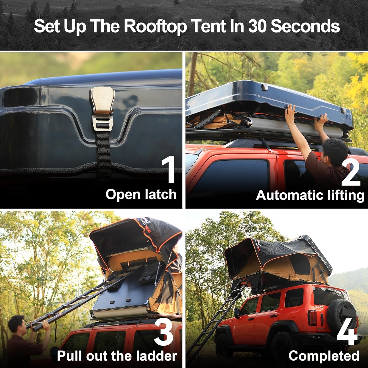 Naturnest - Tienda de campaña de techo rígida, diseño de esp - Imagen 6