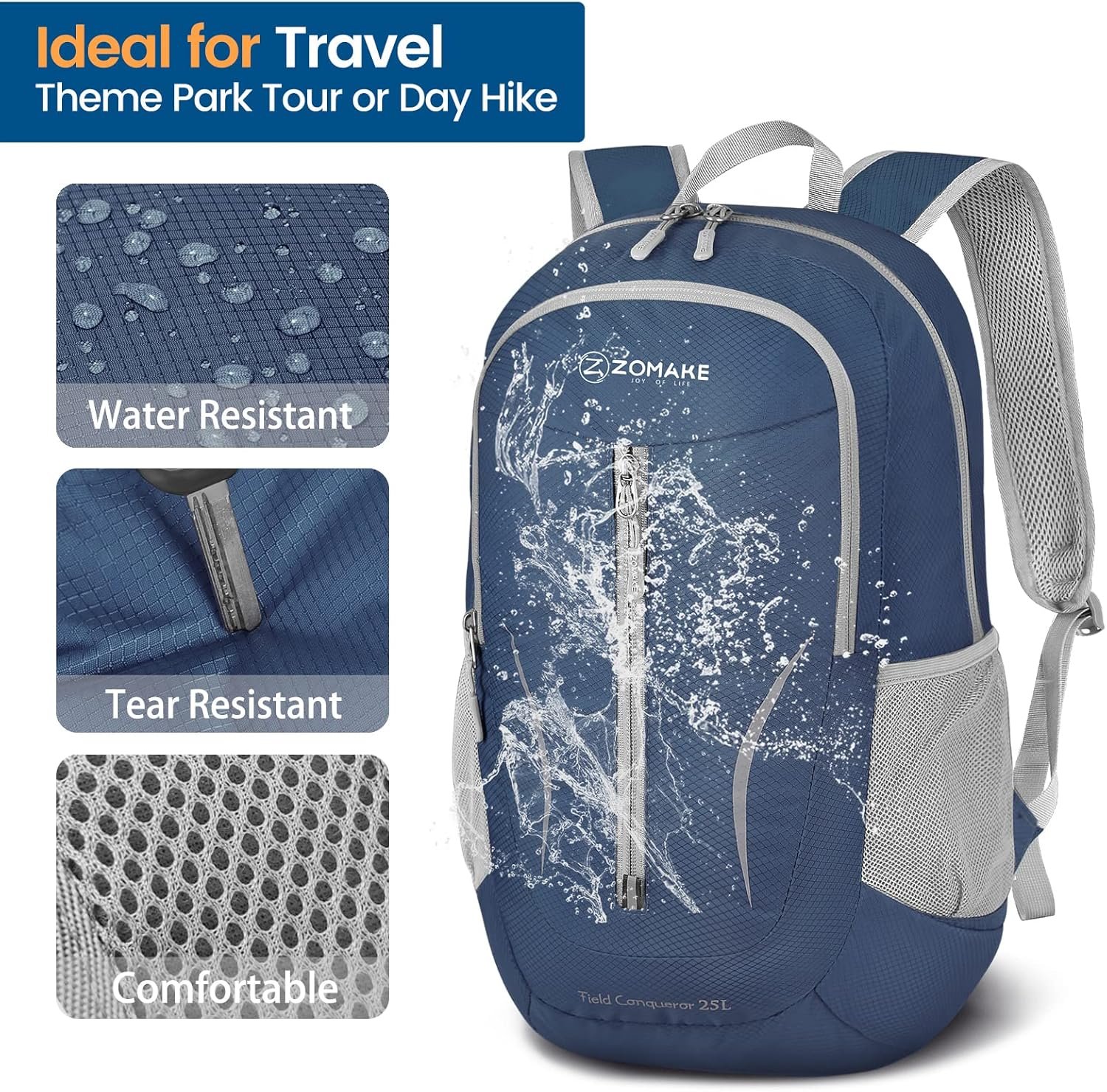 ZOMAKE Mochila de viaje ultraligera, 25 L, pequeña resistent - Imagen 4