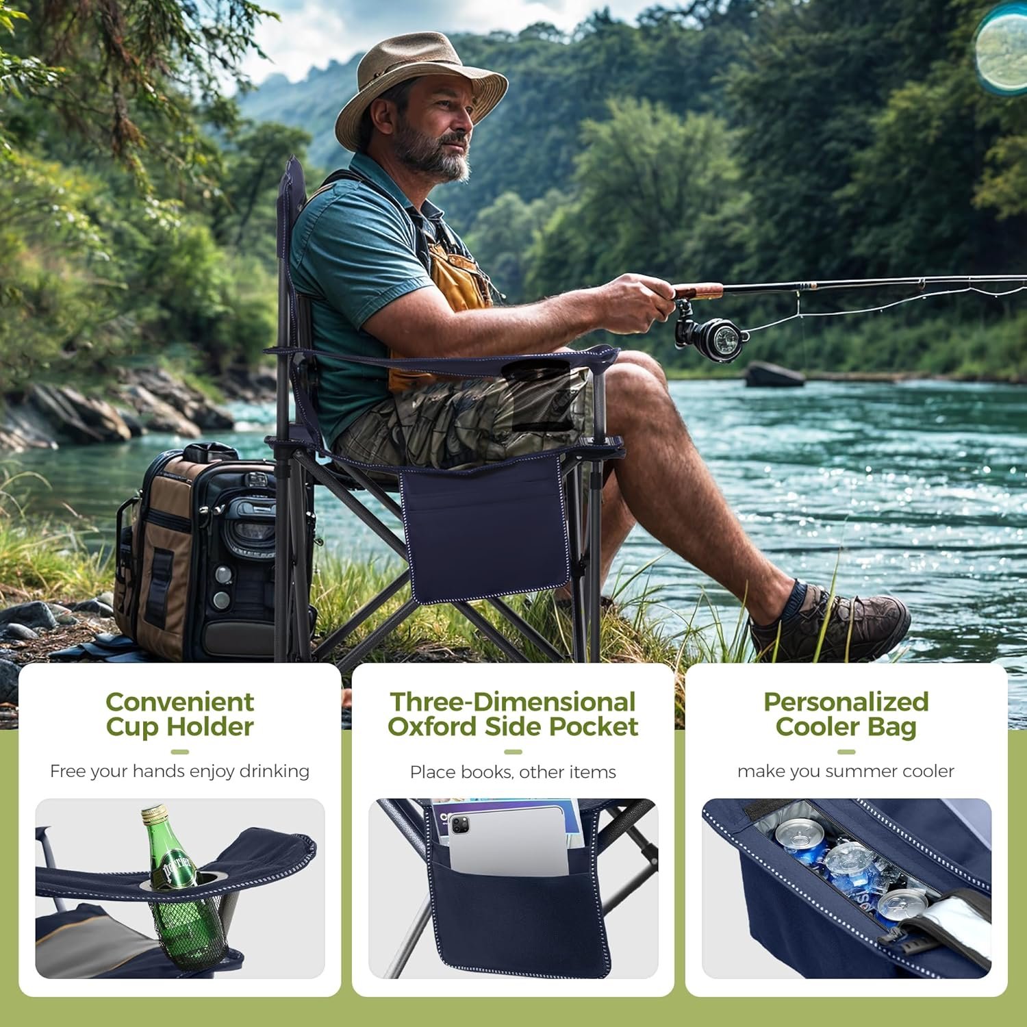 ALPHA CAMP Silla de camping de gran tamaño, silla de césped - Imagen 6