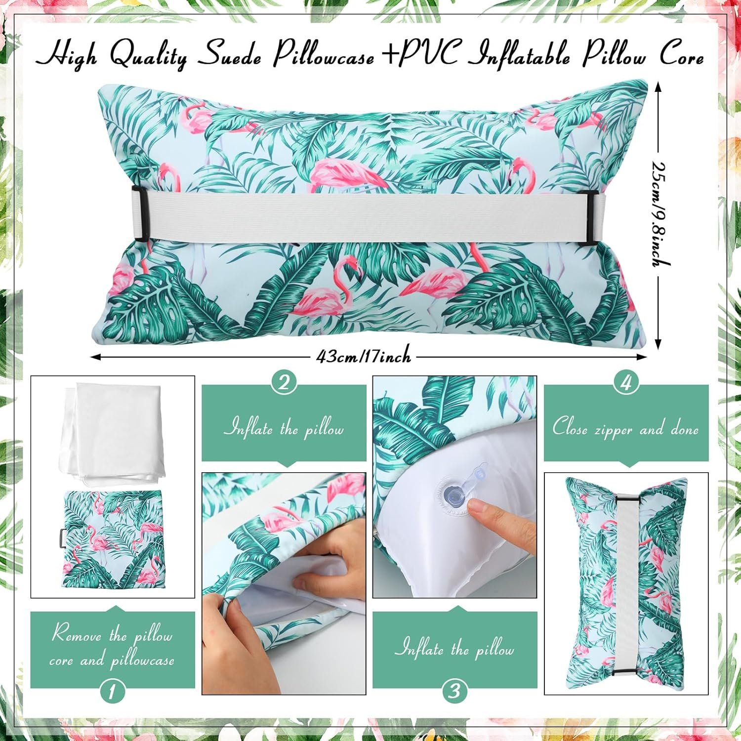 Menkxi Almohada inflable de playa con funda extraíble, almoh - Imagen 3