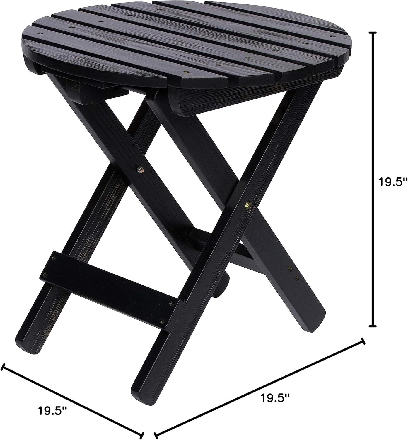 Shine Company Mesa auxiliar redonda plegable de madera maciz - Imagen 3