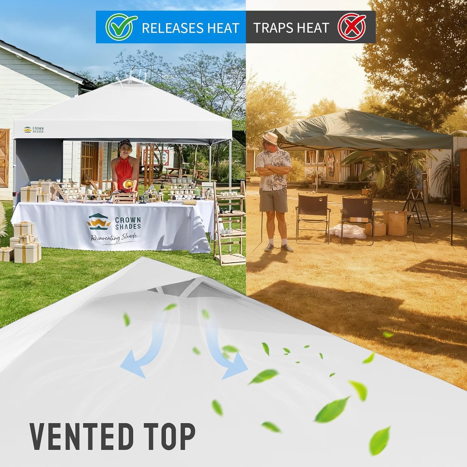 CROWN SHADES - Toldo desplegable de 12 x 12 pulgadas con tel - Imagen 6