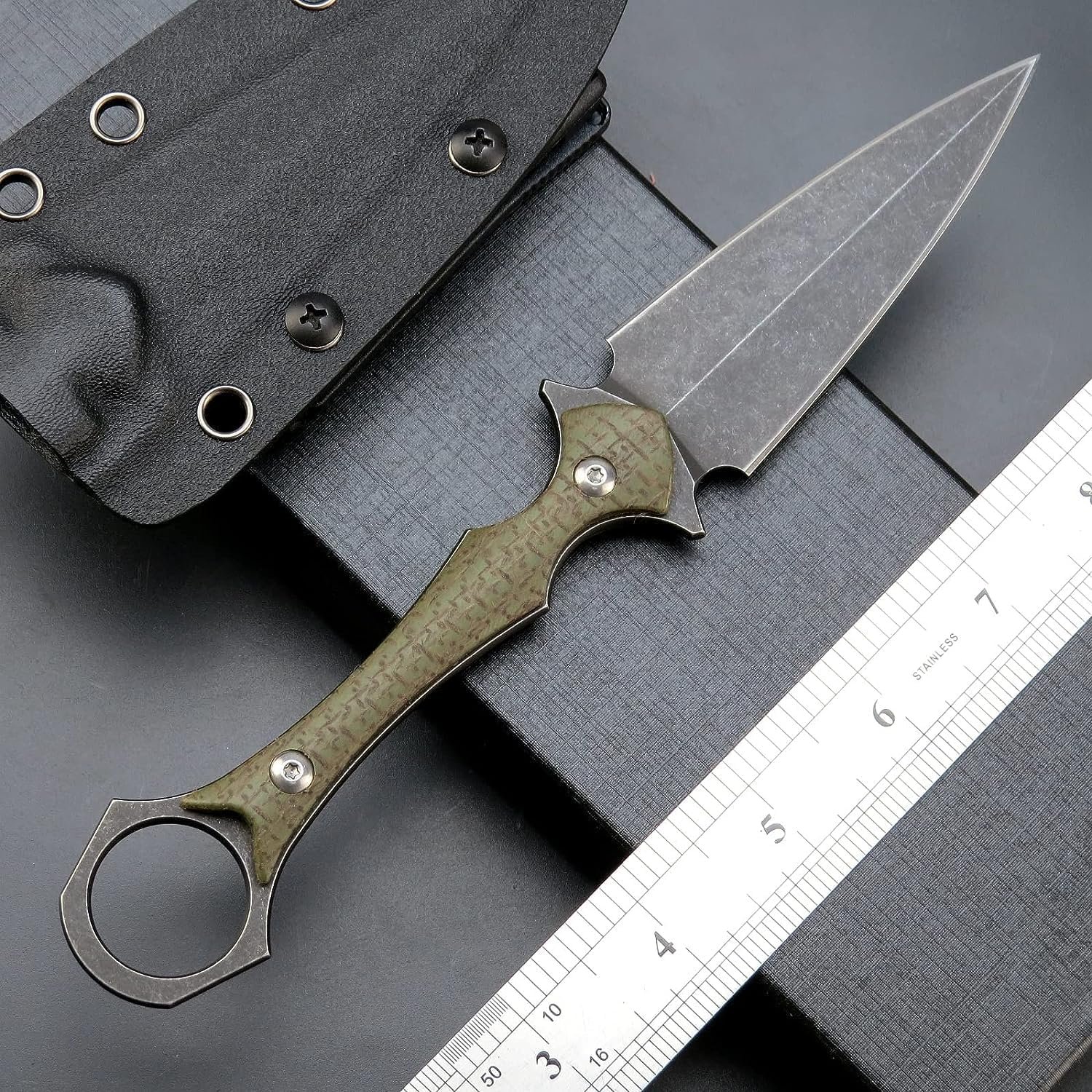 GTK292 Cuchillo de hoja fija D2 Hoja de acero Micarta Mango - Imagen 3