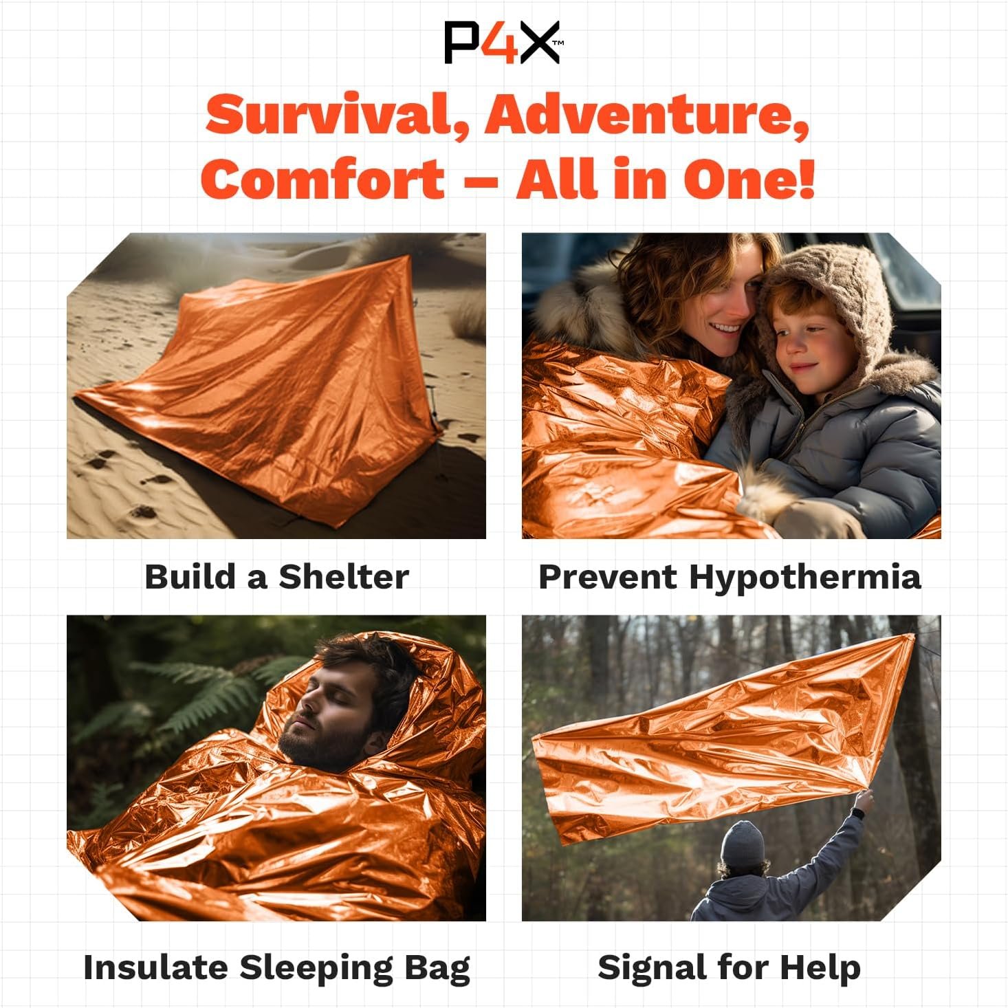 PREPARED4X Paquete de 8 mantas Mylar – Manta de emergencia i - Imagen 7