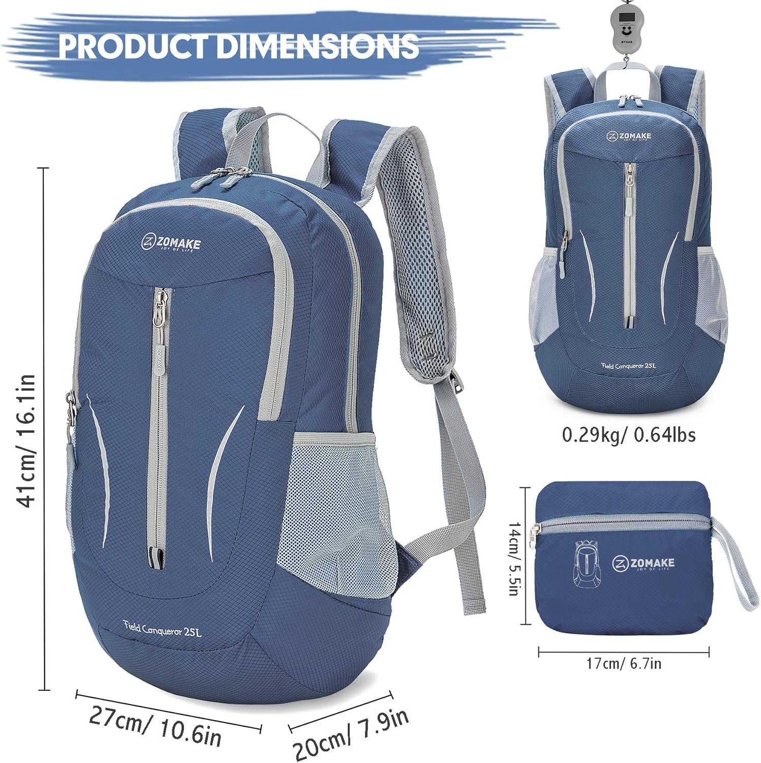 ZOMAKE Mochila de viaje ultraligera, 25 L, pequeña resistent - Imagen 2