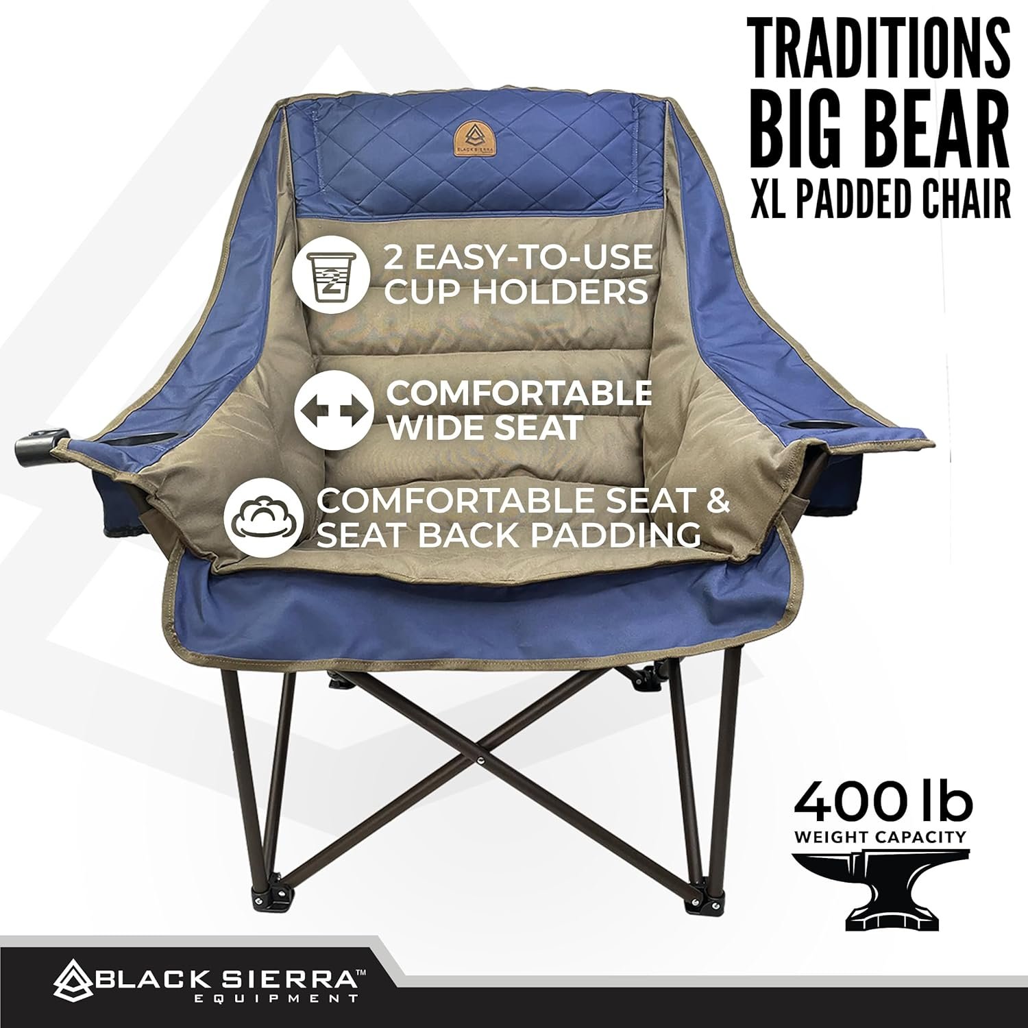 Black Sierra Silla de camping acolchada de lujo para deporte - Imagen 4