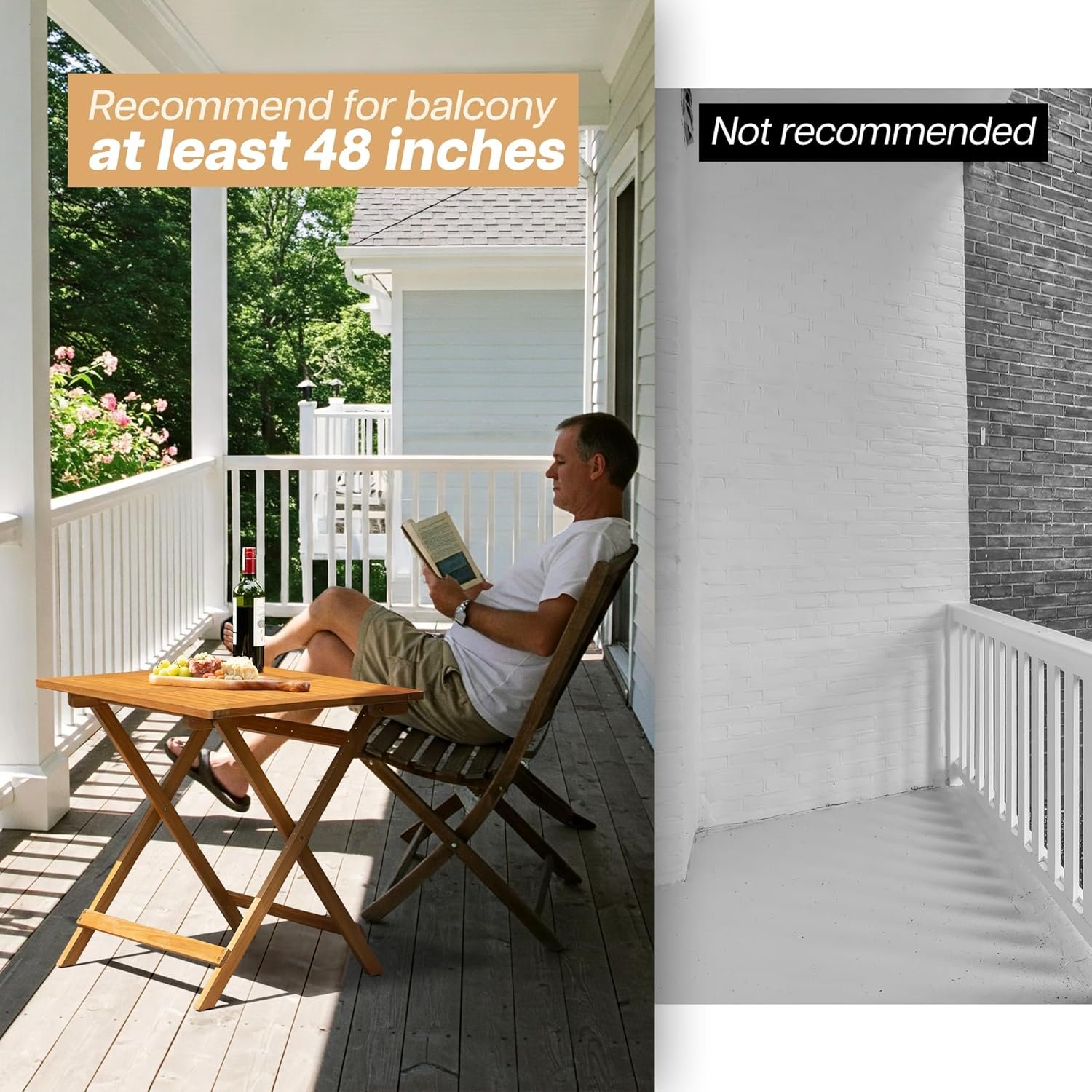 IDZO Legolas FSC Mesa plegable de madera de acacia, resisten - Imagen 3