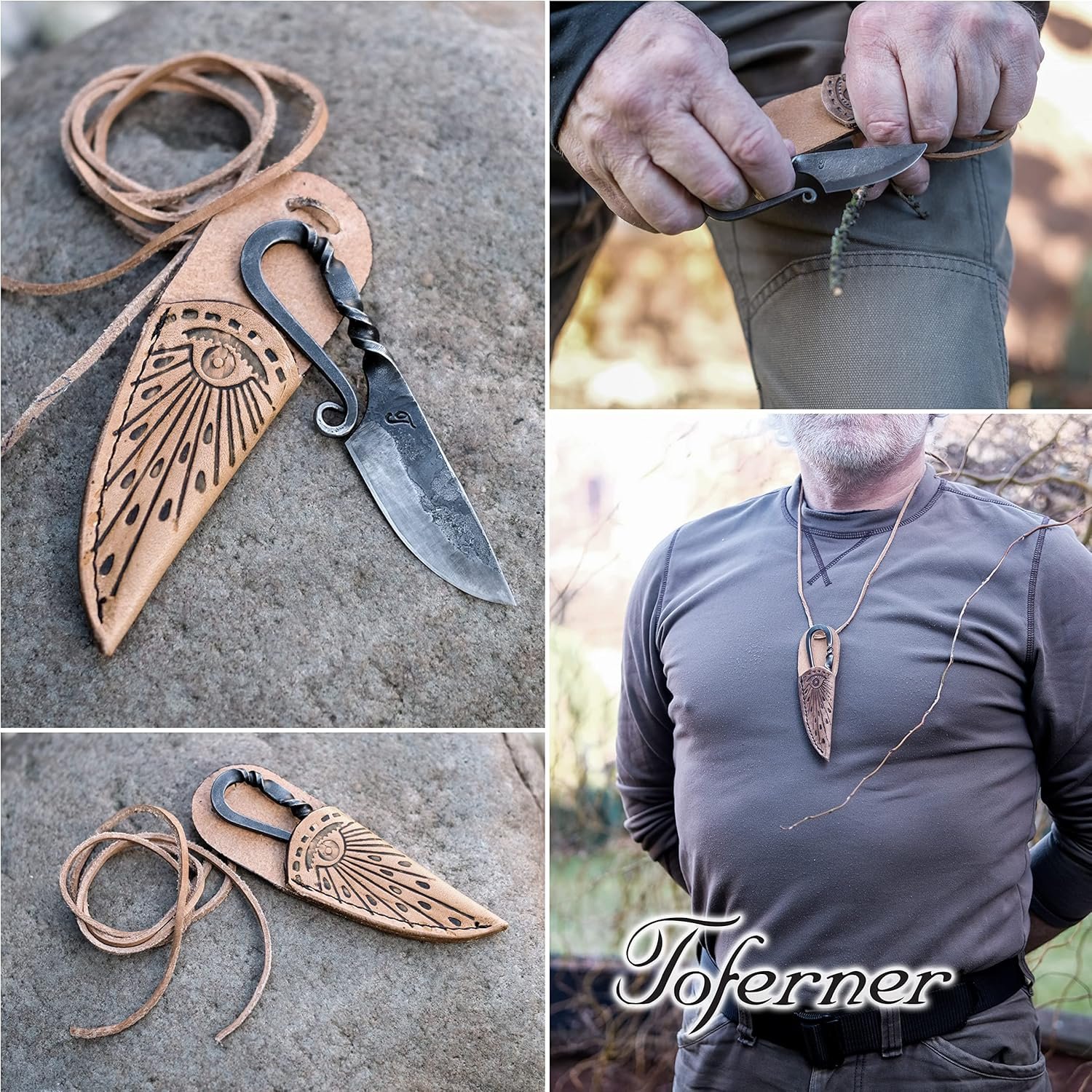 Toferner Celtic Mini cuchillo de bolsillo, cuchillo forjado - Imagen 2