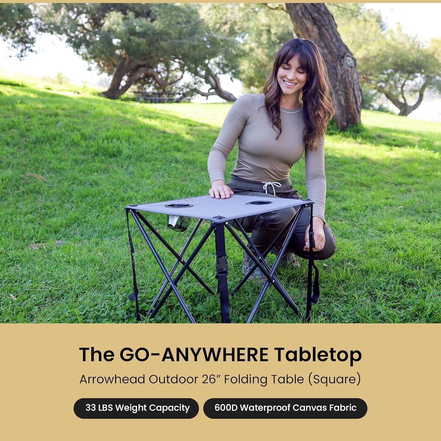 ARROWHEAD OUTDOOR Mesa plegable portátil de 26 pulgadas (26. - Imagen 4
