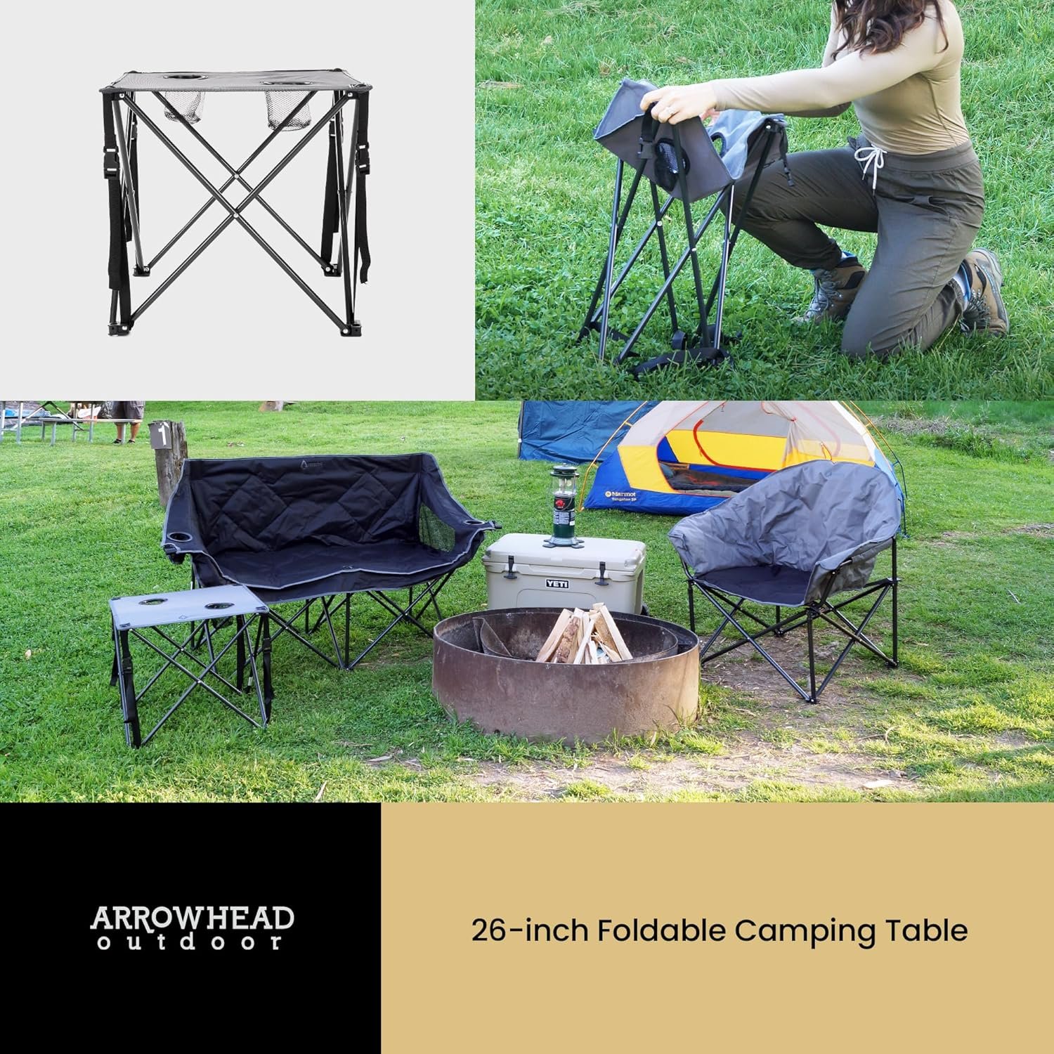 ARROWHEAD OUTDOOR Mesa plegable portátil de 26 pulgadas (26. - Imagen 7
