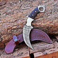 THE CUTS Cuchillo de caza hecho a mano de acero de Damasco,