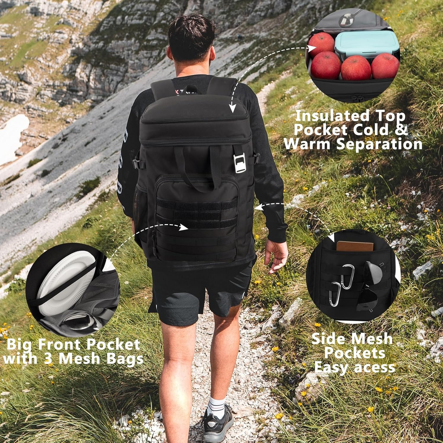 Pyrrhus Mochila térmica de 43L para 45/55 latas, mochila tác - Imagen 6