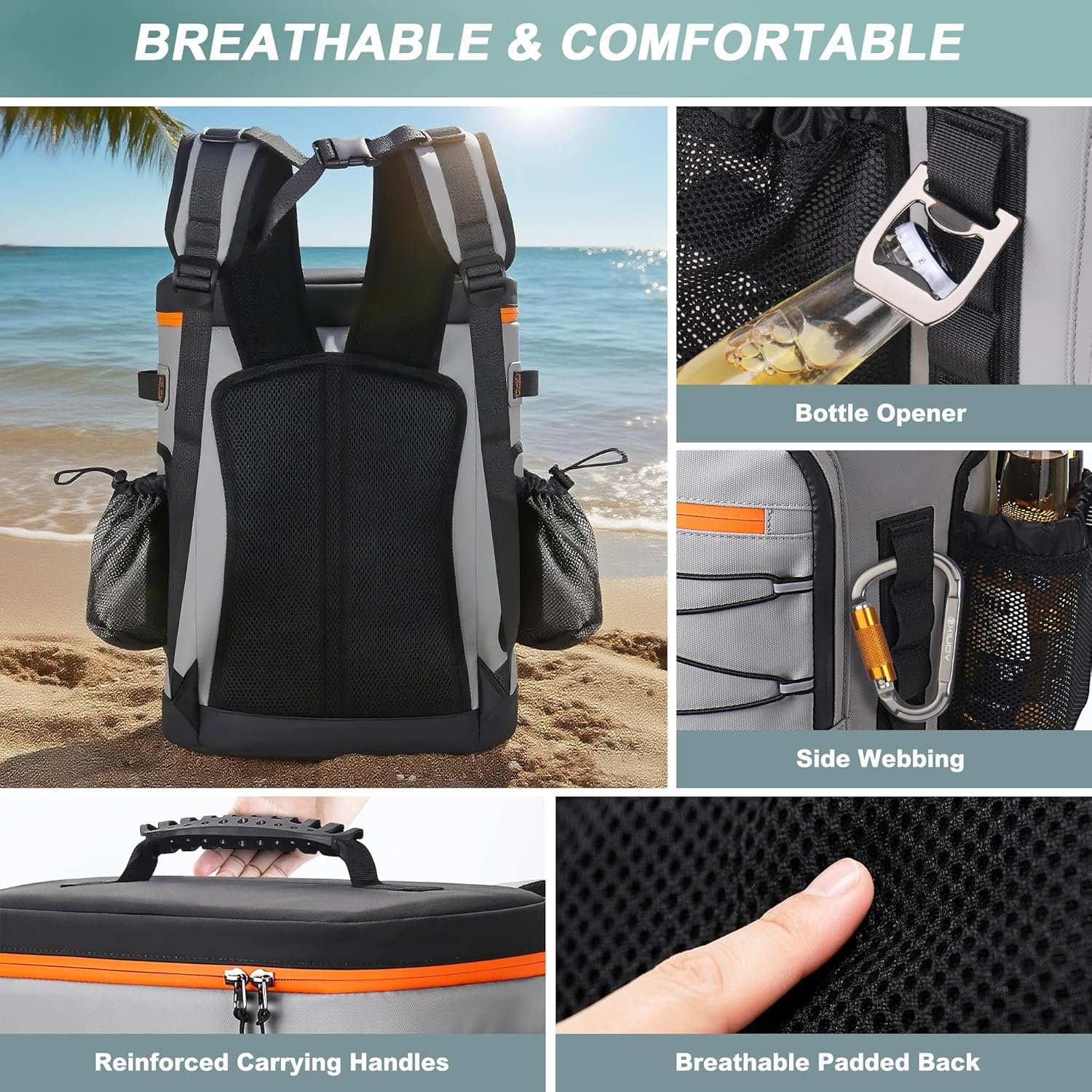 Mochila enfriadora grande de 52 latas, aislada, impermeable, - Imagen 5