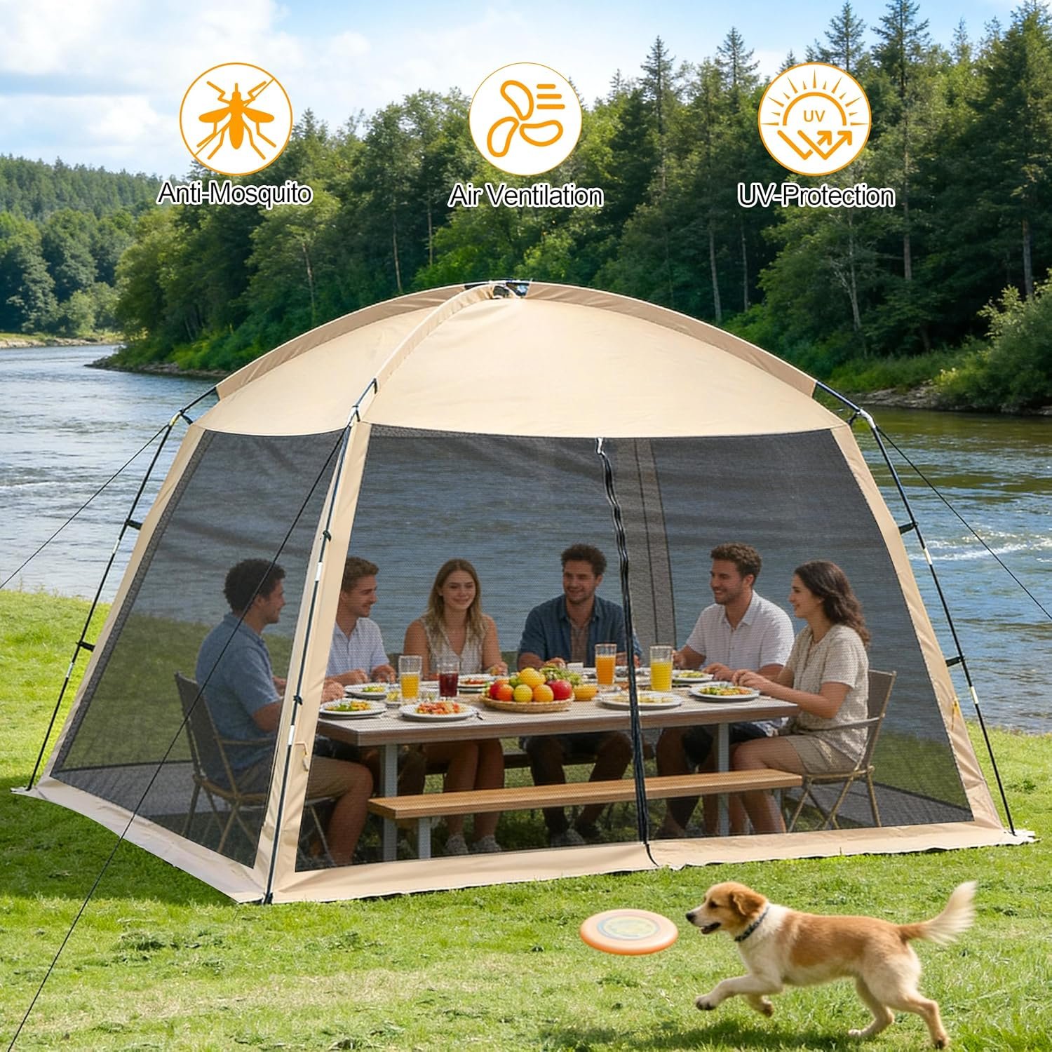 Tienda de campaña de 12 x 12 pies, toldo portátil para 8 a 1 - Imagen 3