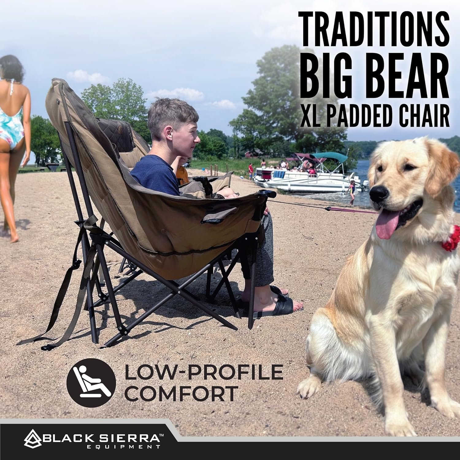 Black Sierra Silla de camping acolchada de lujo para deporte - Imagen 3