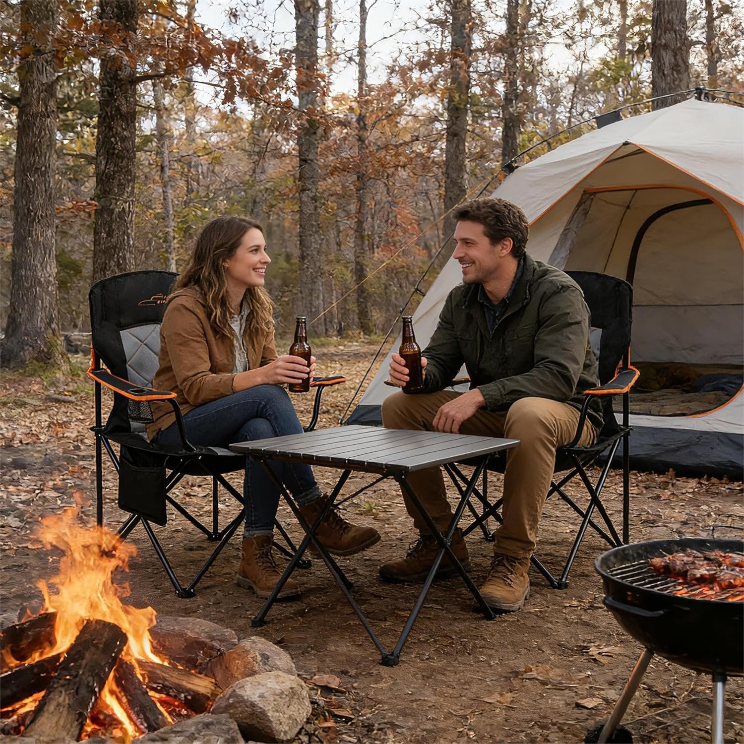 FAIR WIND Paquete de 2 sillas de campamento totalmente acolc - Imagen 2